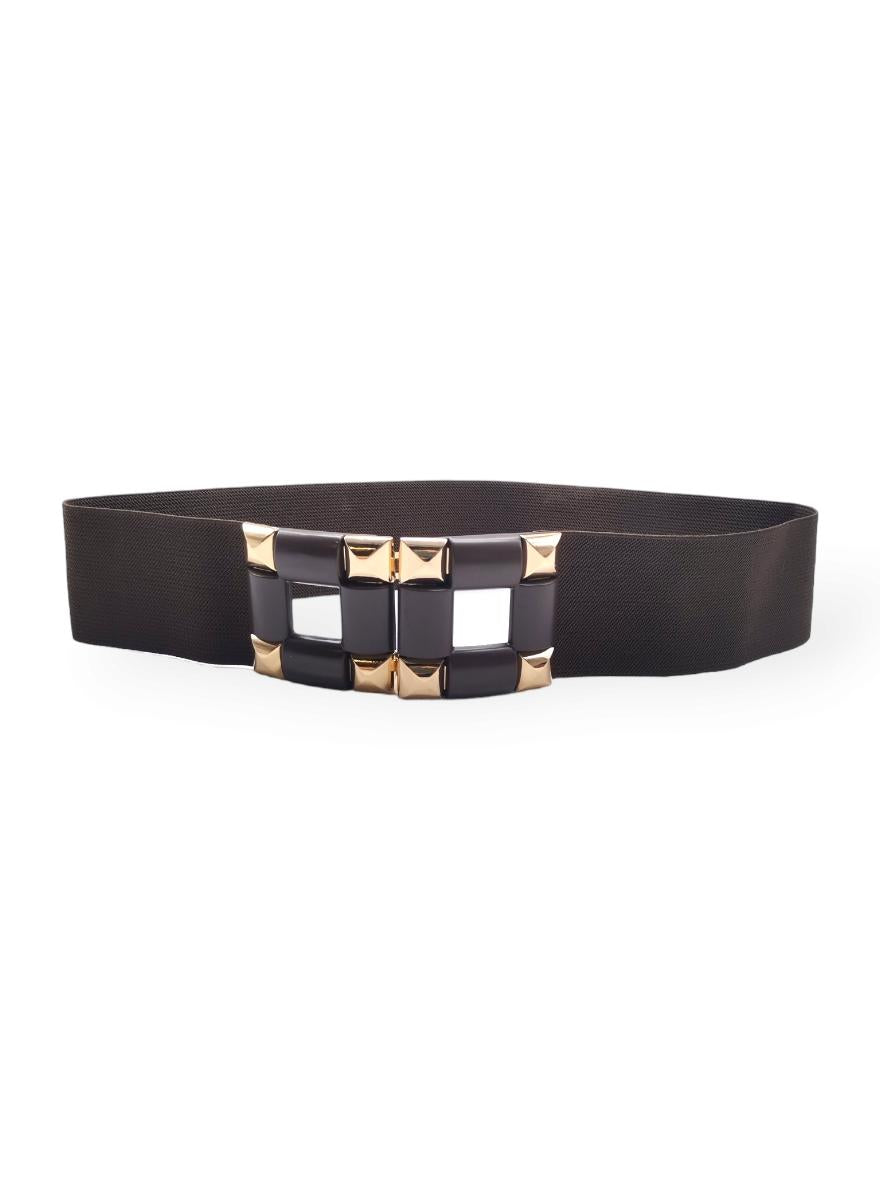 Dark Brown & Gold Elasticated Belt