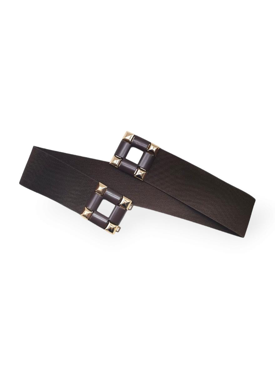 Dark Brown & Gold Elasticated Belt