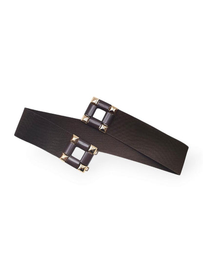 Dark Brown & Gold Elasticated Belt