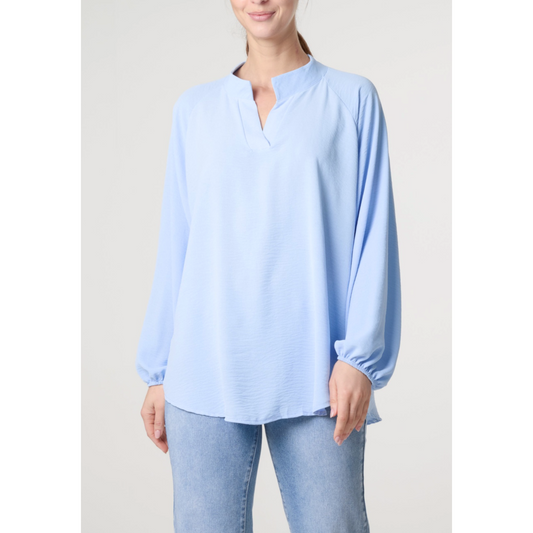 Oversized Powder Blue V Neck Top