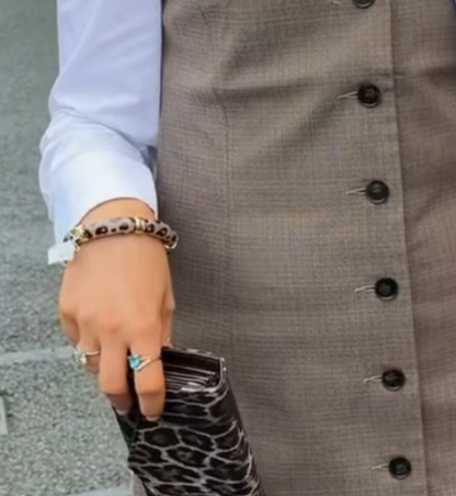Taupe Leopard Print Elasticated Bangle