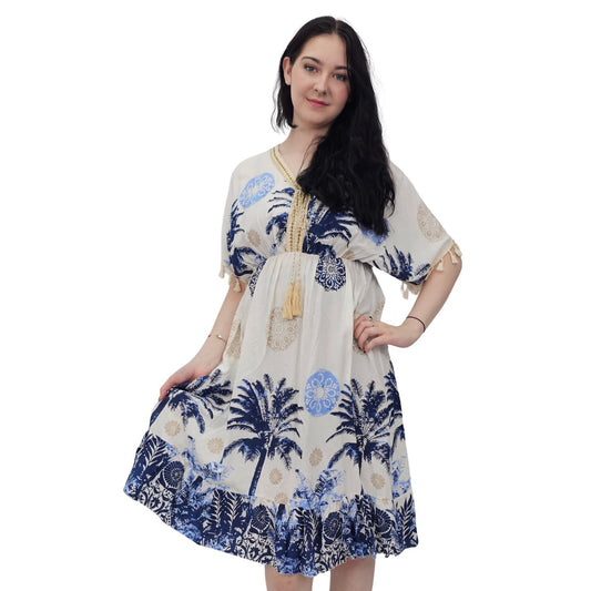 Floral Botanical Print Elasticated Waist Dress