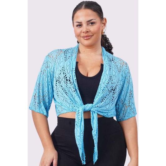 Crochet Floral Pattern Tie Shrug