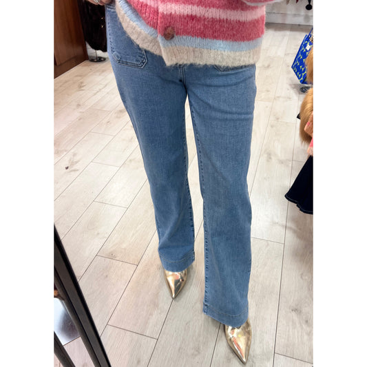 Roslyn Light Blue Denim Jeans Front Pockets