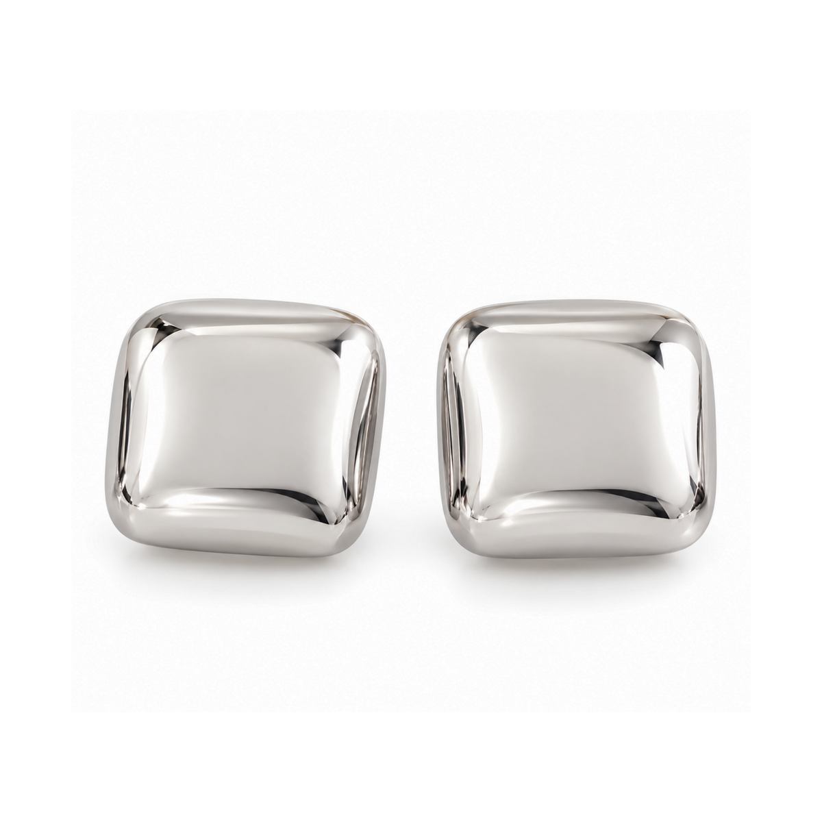 Silver Square Statement Earrings