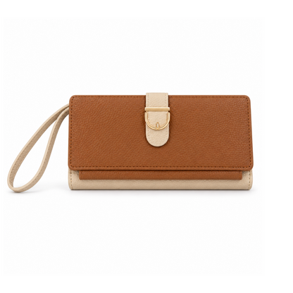 Tan & Beige Wristlet Wallet