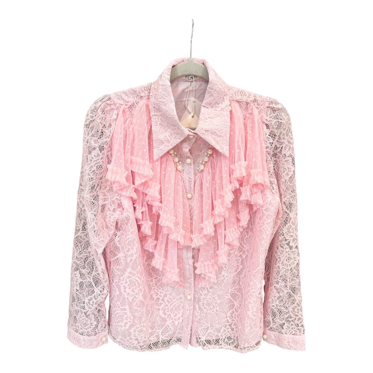 Grace Pink Lace & Pearl Blouse