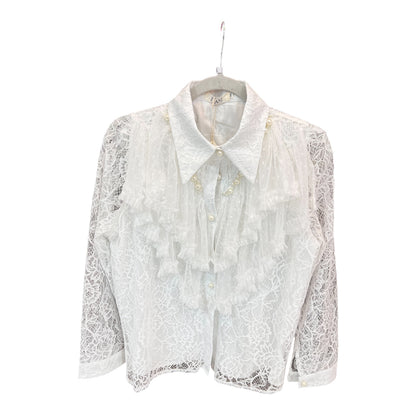 Grace White Vintage Lace & Pearl  Blouse