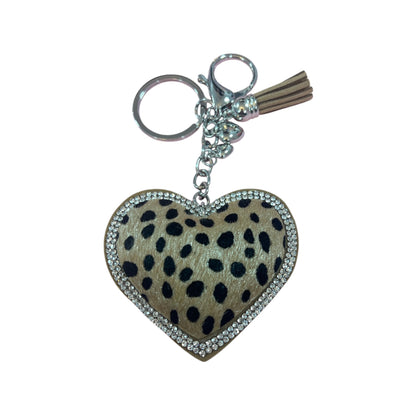 Heart Handbag Charm Leopard Print
