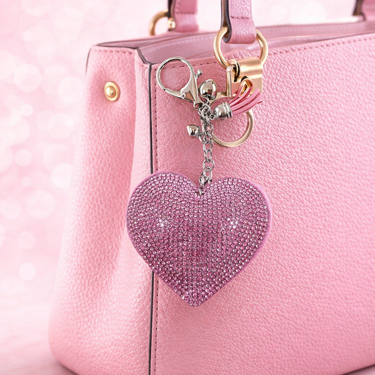 Heart Handbag Charm Light Pink Crystal