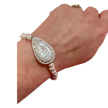Silver Crystal Teardrop Stretch Bracelet