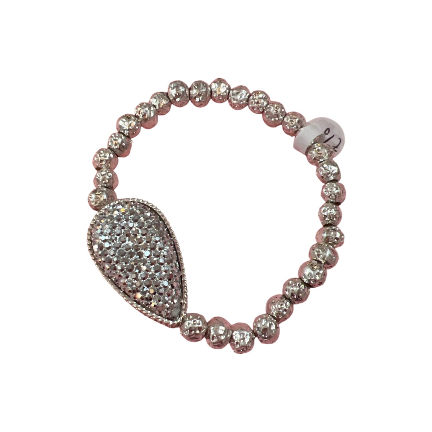 Silver Crystal Teardrop Stretch Bracelet