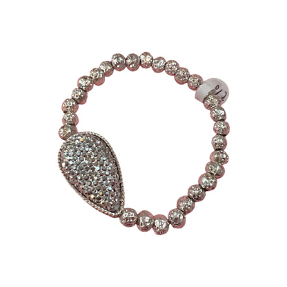 Silver Crystal Teardrop Stretch Bracelet