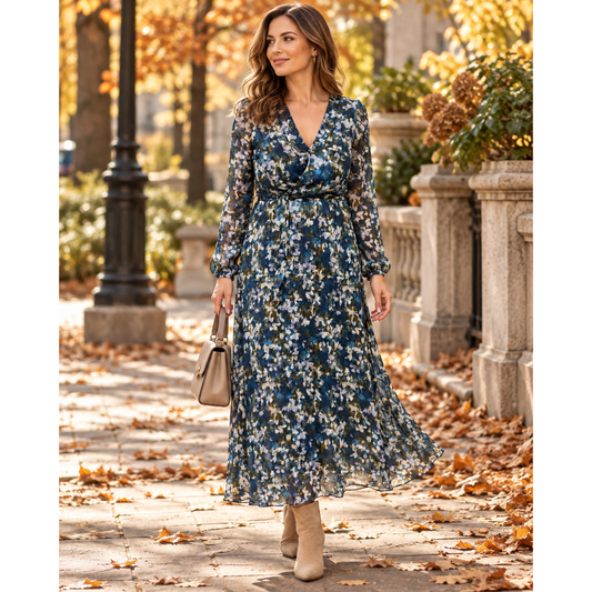 Cara Printed V Neck Maxi Dress (2 Colours)