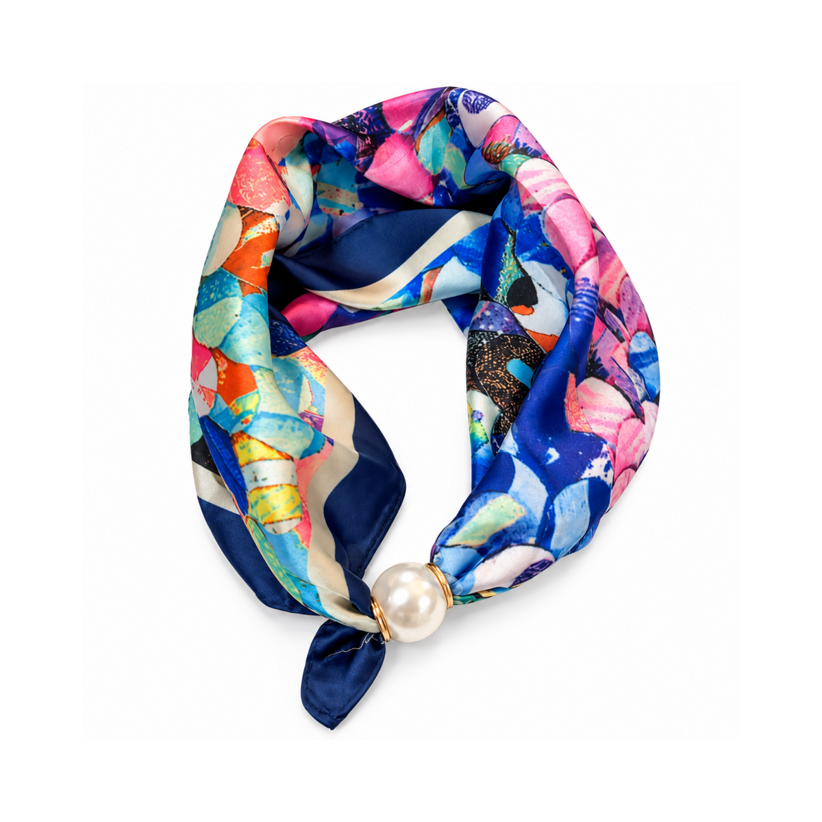 Magnetic Scarf Blues/Pinks Pearl Fastener
