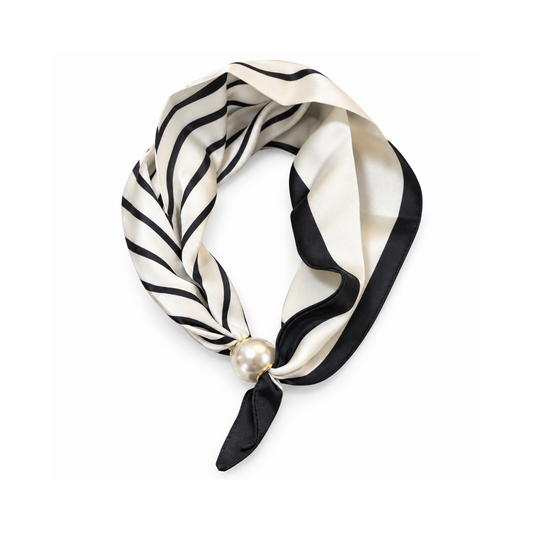 Magnetic Neck Scarf White/Black Pearl