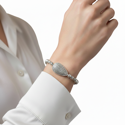 Silver Crystal Teardrop Stretch Bracelet