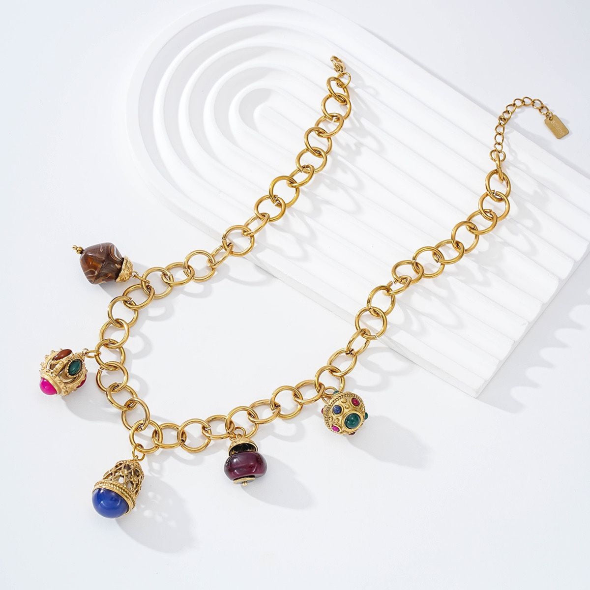 Gold Charm Multicoloured Necklace