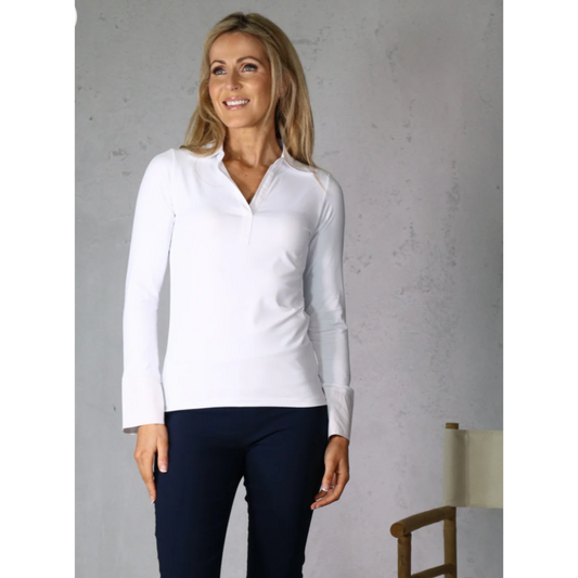 DECK V Neck Stretch Shirt White