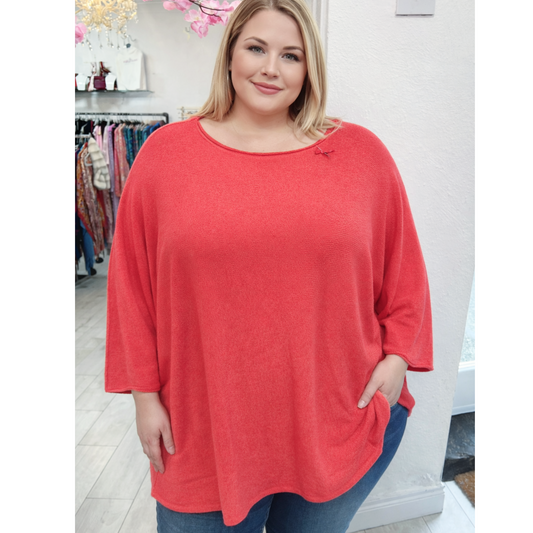 Coral Soft Knit Oversized Jumper
