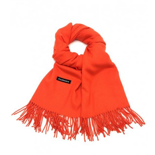 Fringed Cashmere Pashmina Burnt Orange