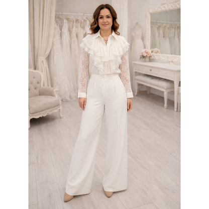 Grace White Vintage Lace & Pearl  Blouse