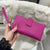 Cerese Pink Leather Double Zip Purse with Wrist Strap