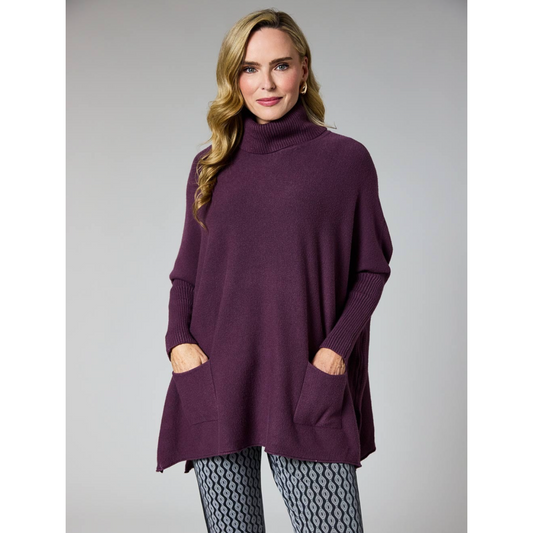 DECK Oversized Polo Neck Jumper Mulberry