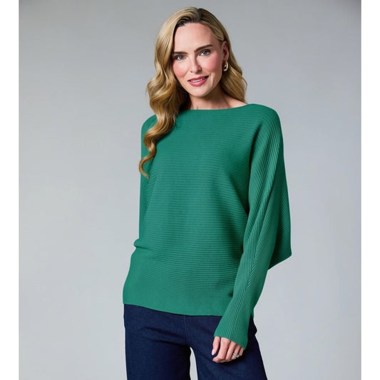 DECK Teal Ribbed Batwing Jumper