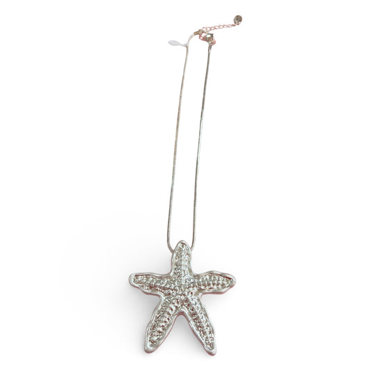 Silver Crystal Starfish Statement Necklace
