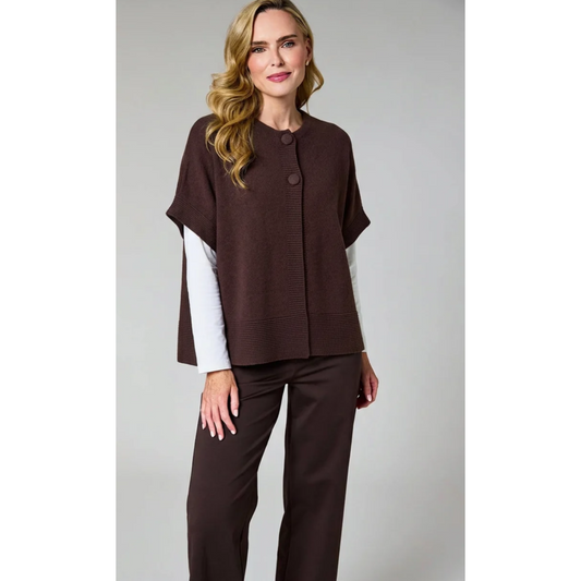 DECK Chocolate Brown Sleeveless Cardigan
