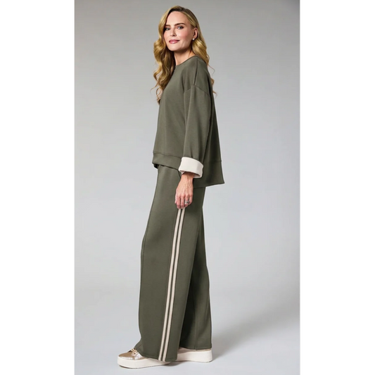 DECK Stripe Trim Co-Ord Leisure Set Khaki