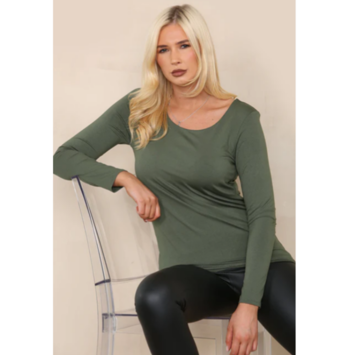 Basic Stretch Top With Sleeves