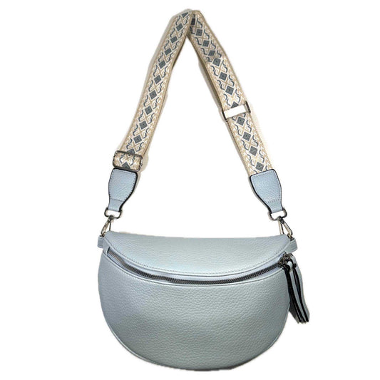 Light Blue Leatherette Crossbody Bag