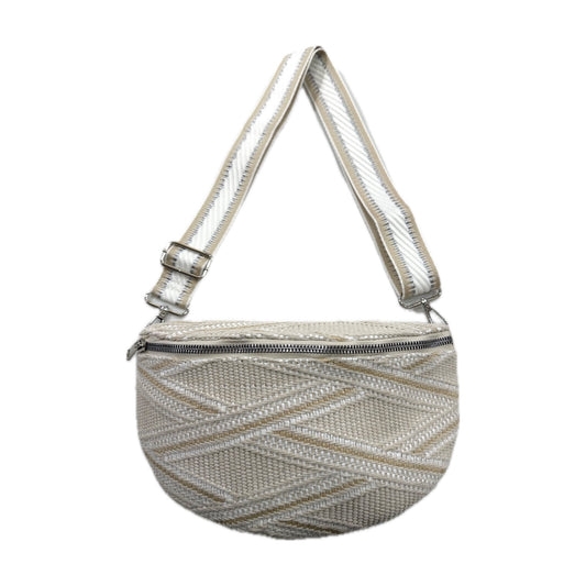 Beige & Cream Fabric Crossbody Bag