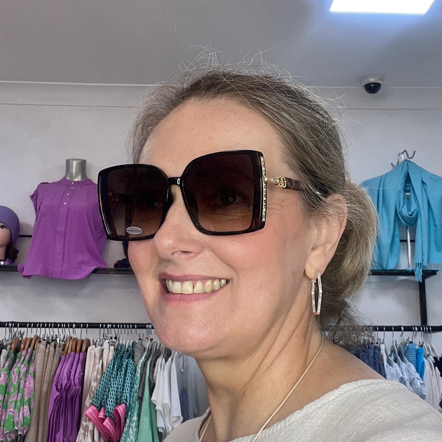 Oversized Brown Tortoiseshell Sunglasses Gold Edge