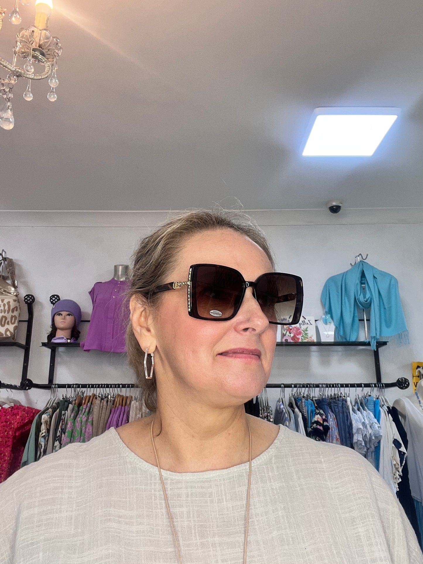 Oversized Brown Tortoiseshell Sunglasses Gold Edge