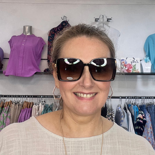 Oversized Brown Tortoiseshell Sunglasses Gold Edge
