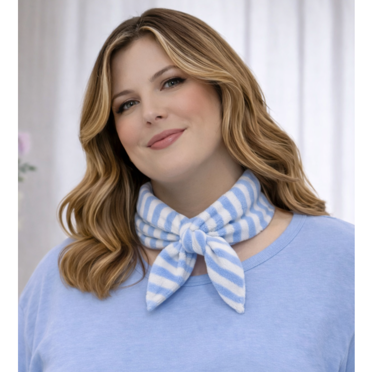 Blue & Cream Stripe Petite Triangle Scarf