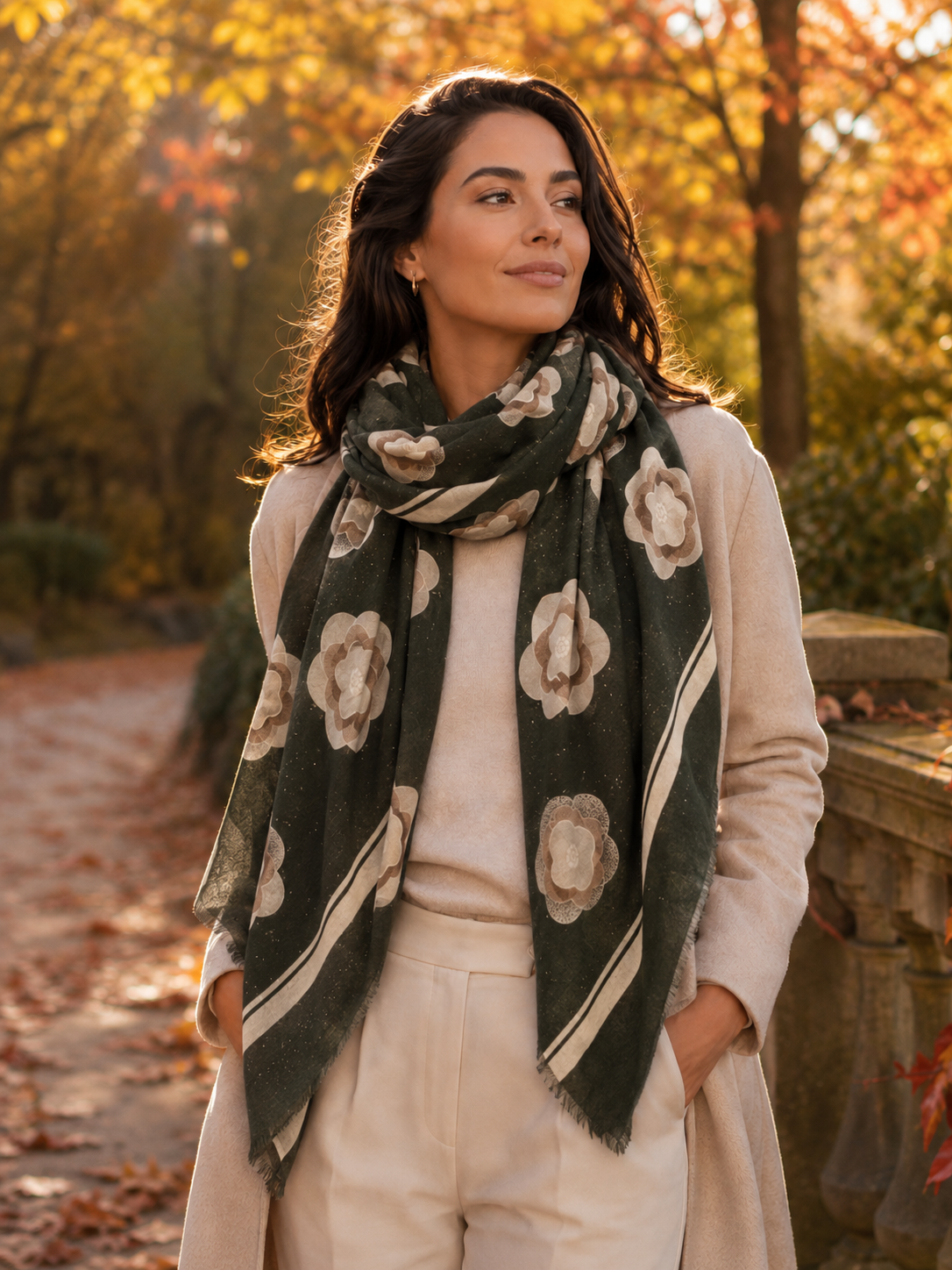 Floral Motif Scarf Gold Lurex Speckles (2 Colours)