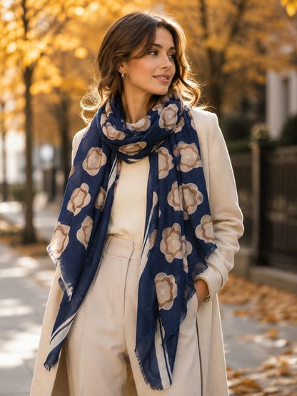 Floral Motif Scarf Gold Lurex Speckles (2 Colours)