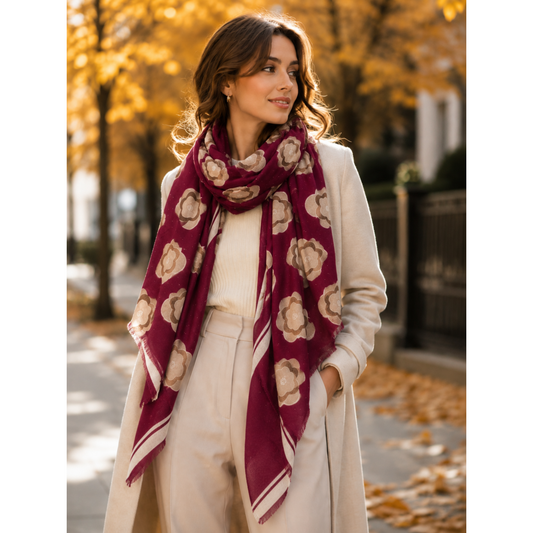 Floral Motif Scarf Gold Lurex Speckles (5 COLOURS)