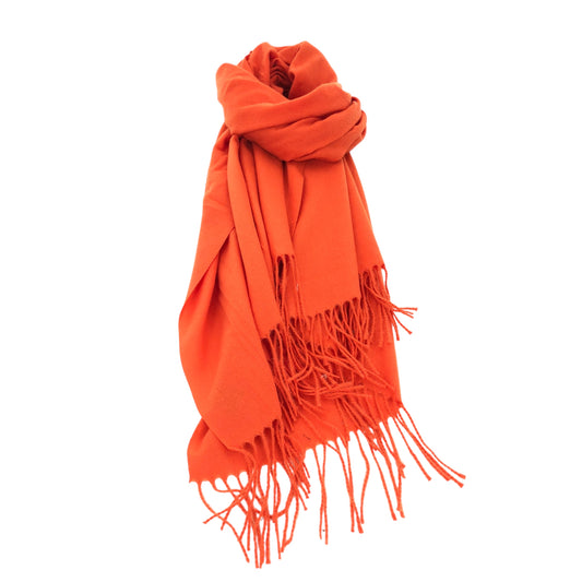 Cosy Orange Fringed Pashmina