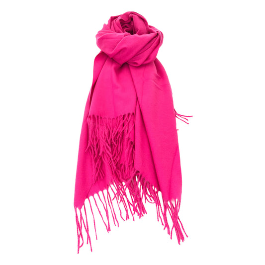 Cosy Fuschia Pink Fringed Pashmina