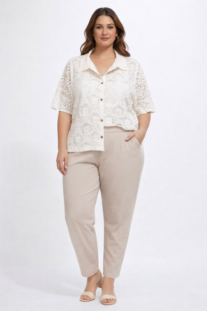 Ivory Crochet Button Top