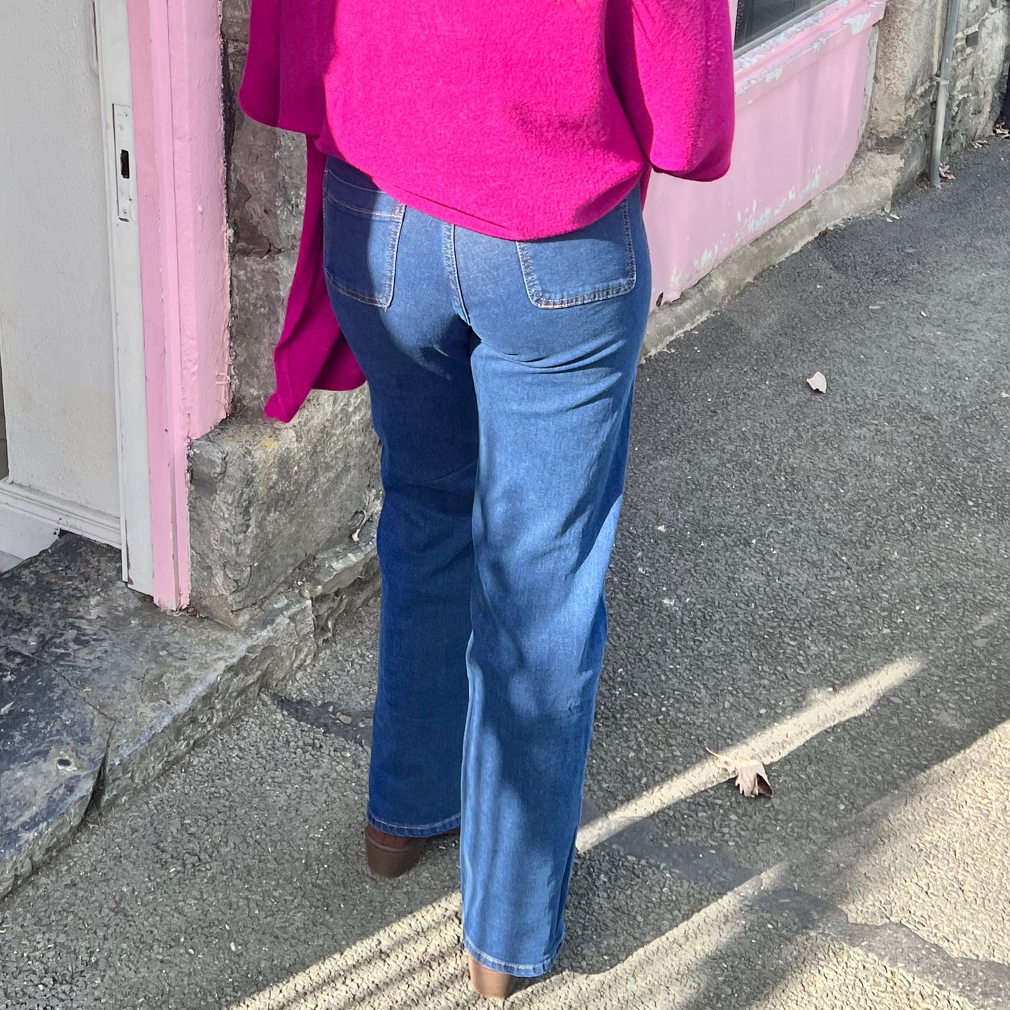 Margo Dark Denim Blue Straight Leg Jeans Pocket Front