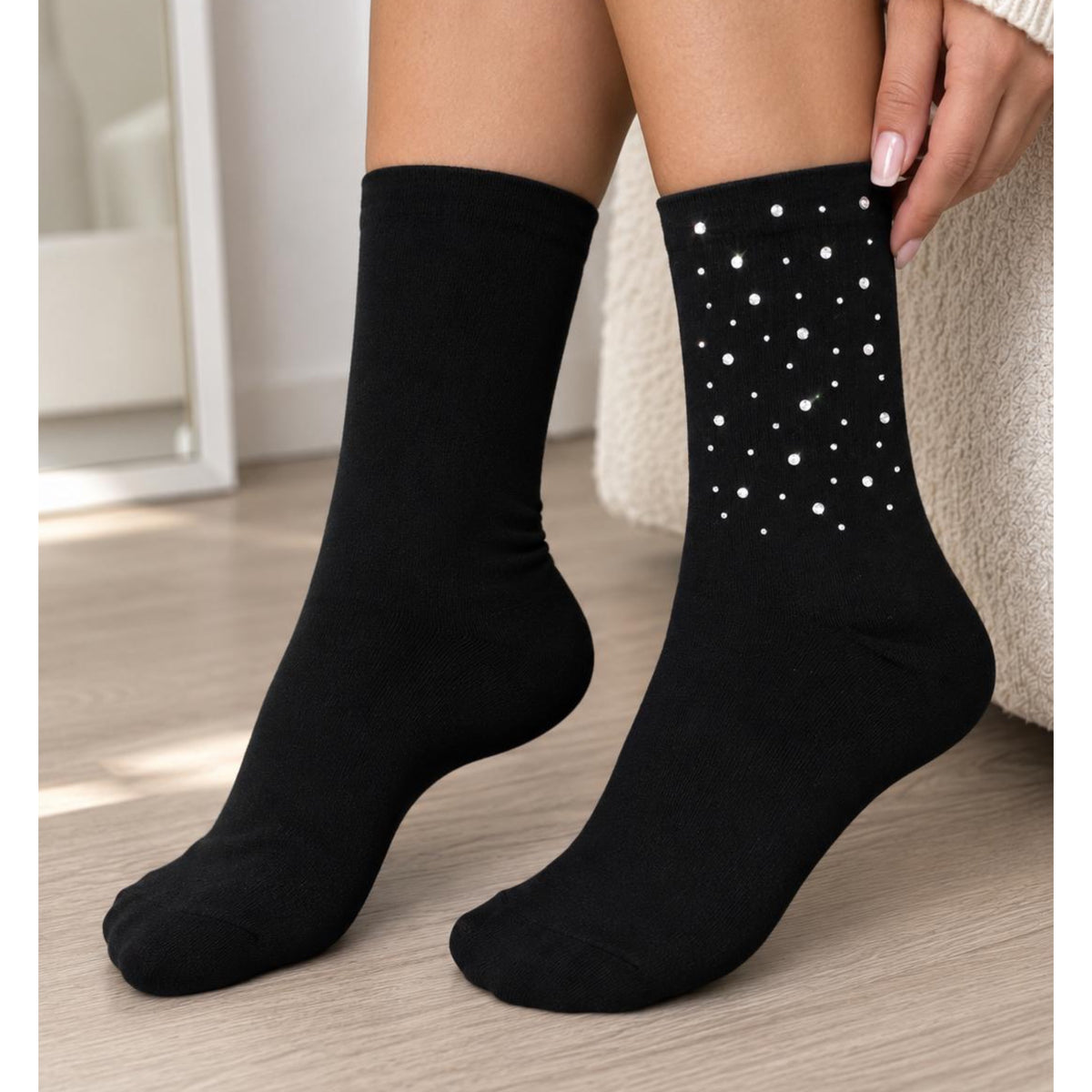Black Socks Crystal Detail