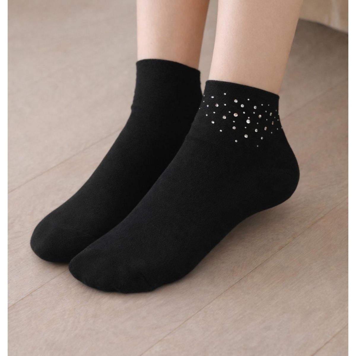 Black & Crystal Ankle Socks