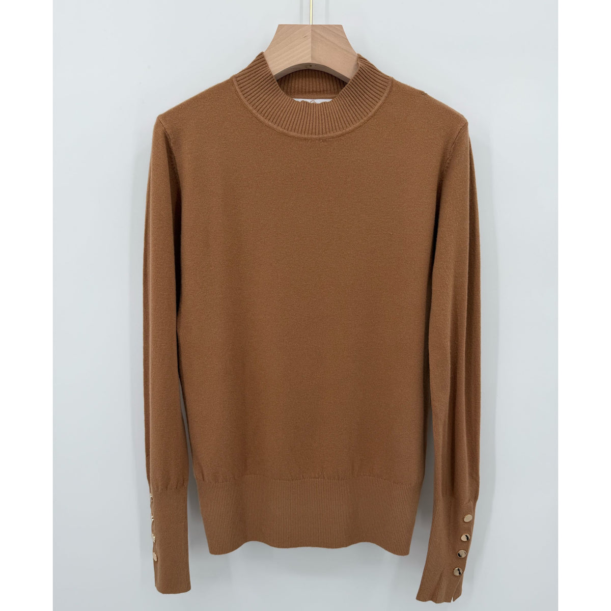 Plain Turtle Neck Knit Jumpers Gold Buttons (3 COLOURS)