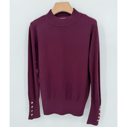 Plain Turtle Neck Knit Jumpers Gold Buttons (3 COLOURS)